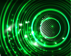 Neon circles abstract background
