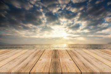 Wooden table with beach 