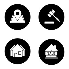 Real estate market glyph icons set