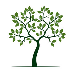 Green Tree with Leaves. Vector Illustration.