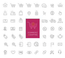 50 ecommerce and shopping thin line icons