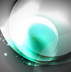 Digital illustration, glowing waves and circles