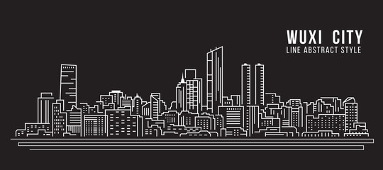 Cityscape Building Line art Vector Illustration design -  Wuxi city