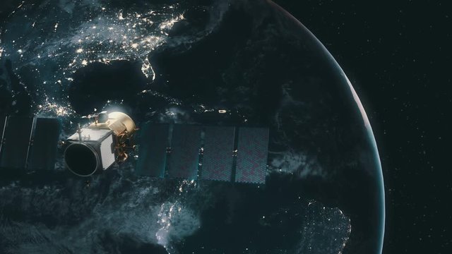 Incredibly realistic view of a satellite in orbit around Earth.