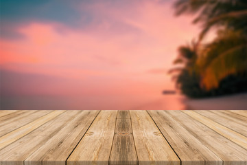 Wooden table with beach 