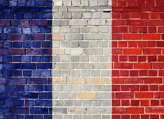 France flag on a brick wall