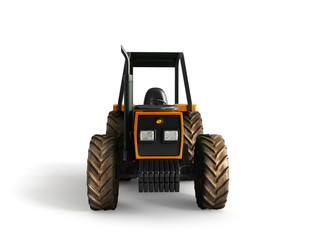Tractor orange front 3d render on white background