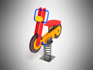 Gaming attraction for children on the spring red blue orange 3D render on a gray background