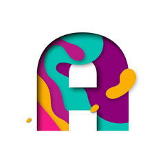 Paper cut letter A. Realistic 3D multi layers papercut isolated white background