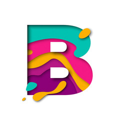 Paper cut letter B. Realistic 3D multi layers papercut isolated white background
