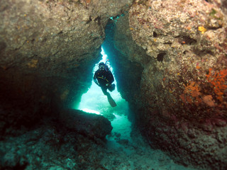 Cavern at Ghar Lapsi Cove, Siggiewi, Malta