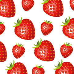 white background with realistic pattern of strawberry fruits vector illustration