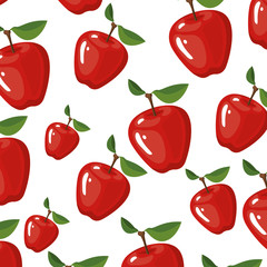 white background with realistic pattern of apples fruits vector illustration