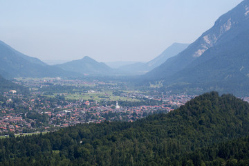 View on a town from the mountain