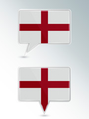 A set of pointers. The national flag of England on the location indicator. Vector illustration.