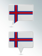 A set of pointers. The national flag of Faroe islands on the location indicator. Vector illustration.