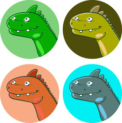 quad color dinosaur cartoon style vector illustration