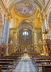 Fototapeta na wymiar TURIN, ITALY - MARCH 13, 2017: The nave of church Chiesa di Santa Teresa.