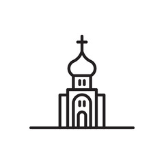 Vector church Icon outline isolated on white background.
