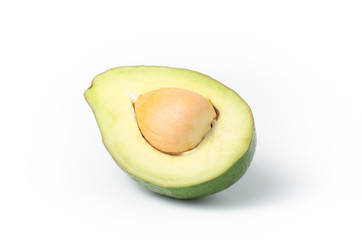 Half of avocado fruit on white background,Healthy food