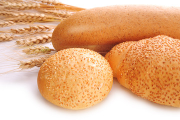 Lots of bread on a white background