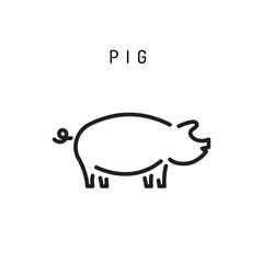 Pig icon isolated on white background. Pork vector icon. Pig logo illustration