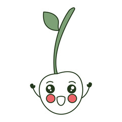 cherry fresh fruit kawaii character vector illustration design