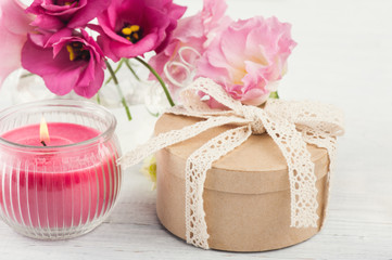 Hand crafted gift and red eustoma