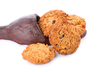 Oatmeal Cookies in a Scoop on a White Background