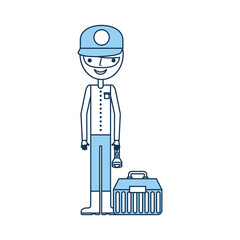 fisherman with box avatar character vector illustration design