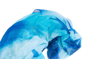 Blue colored shawl on the isolated white background