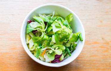 Delicious salat on the table top view