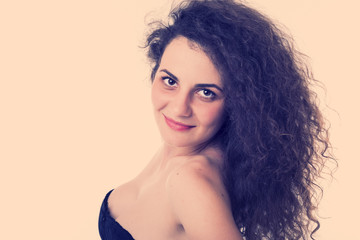 Naklejka premium Closeup portrait of a sexy young girl posing