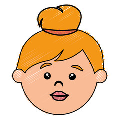 little girl head icon vector illustration design