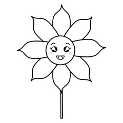 cute flower decorative kawaii character vector illustration design