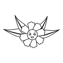 cute flower decorative kawaii character vector illustration design