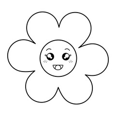 cute flower decorative kawaii character vector illustration design
