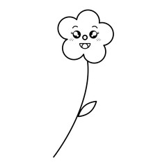 cute flower decorative kawaii character vector illustration design
