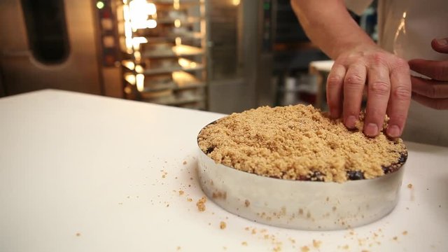 Preparing kuchen pastry