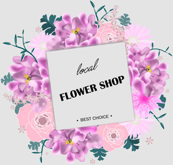 Flower shop background vector illustration - obrazy, fototapety, plakaty