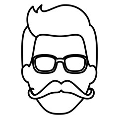 hipster man head character vector illustration design