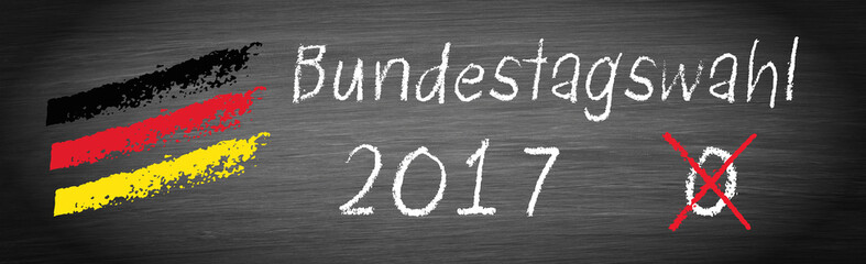 Bundestagswahl 2017, Wahl zum Bundestag am 24 September, Kreidetafel Querformat horizontal