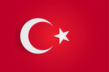 Turkey flag, official colors and proportion correctly. The national flag of Turkey. Composition of paper. Vector illustration.