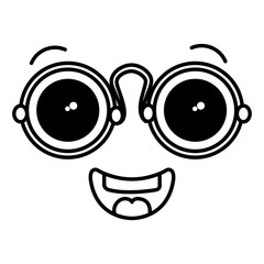 face kawaii with glasses character vector illustration design