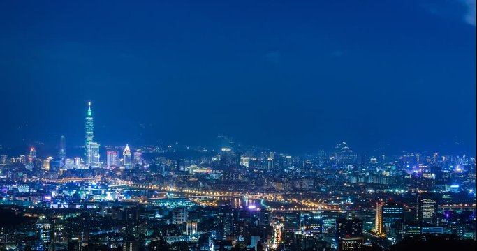 taipei 101 night view in taiwan timelapse