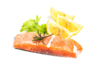 Salmon on white background