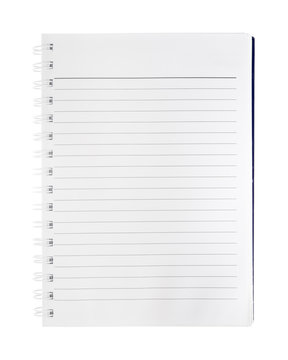 Blank notebook isolated on white background.
