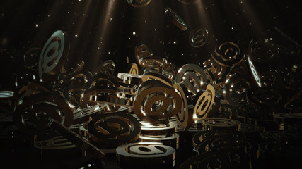 3d rendering of falling signs email. 