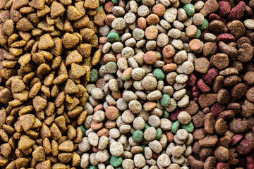 Top view of dry pet food