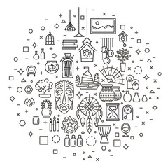 Home Decoration, vector thin line icons
